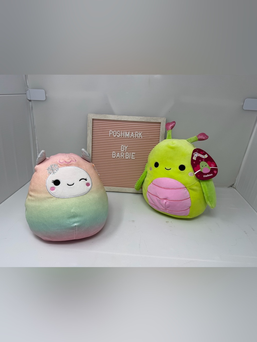 Lot of 2 • Squishmallow • Snowflake Llama • Green Grasshopper